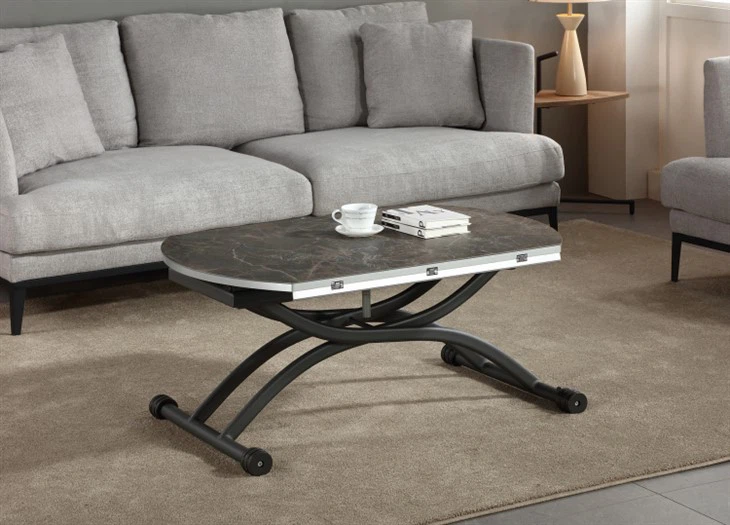 Ceramic Top Round Foldable Dining Table